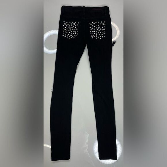 Alice + Olivia Jane Embellished Distressed Skinny Jeans Women Size 25 Black - Picture 1 of 11